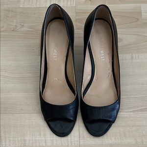 Nine West Black Peek A Boo Wedges